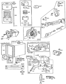 Carb,a/C,fuel Tank,primer Diagram and Parts List for 254422-0342-XX  Briggs and Stratton Engine